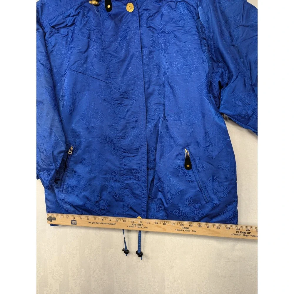 Obermeyer Royal Blue Damask‎ Pattern Hooded Ski Jacket Women's Size 12